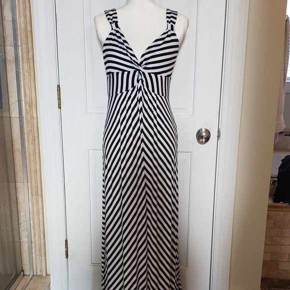 Spense Black and White Striped Maxi Dress, NWT, Size L - Picture 1 of 9
